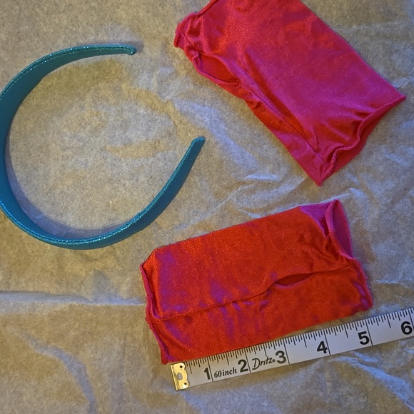 Weissman Turquoise Metallic Sequin w/ Hot Pink Leotard Dance Costume with Belt - Picture 13 of 16